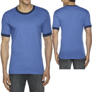 American Apparel Mens Ringer T-Shirt Poly Cotton Blend Tee Sizes S, M, L, XL NEW