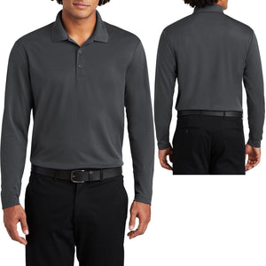 Mens Micro Mesh Long Sleeve Polo Shirt Moisture Wick Perfomance XS-XL 2X 3X 4X