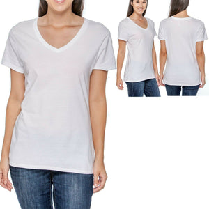 Hanes Ladies V-Neck T-Shirt 100% Cotton Nano Tee Top XS-2XL Womens Tee NEW