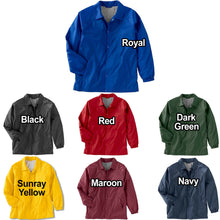 Load image into Gallery viewer, Mens Wind Breaker Coaches Jacket Staff Nylon Snap Front Coat Water Resist S-4XL
