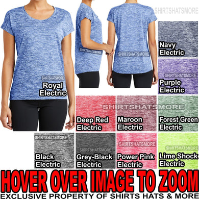 Ladies Heather T-Shirt Moisture Wicking Tee Yoga Running Womens XS-XL 2X, 3X, 4X
