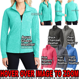 Ladies Full Zip Jacket Heathered Soft Warm Micro Fleece Pockets XS-XL 2X, 3X, 4X