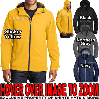 Mens Waterproof Rain Jacket Coat Slicker Hood Pockets S-XL, 2XL, 3XL, 4XL NEW