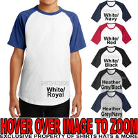 Youth SHORT SLEEVE Baseball T-Shirt Raglan Boys Girl Child Tee XS S M L XL NEW