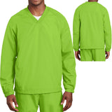 Big Mens Wind Shirt Windbreaker Jacket Lined V-Neck Pockets Pullover XL 2X 3X 4X