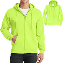 Load image into Gallery viewer, Mens Full Zip Hooded Sweatshirt NEON YELLOW Hoodie Hoody Sizes S-4XL Cotton/Poly