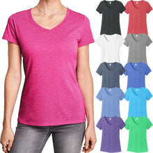 Load image into Gallery viewer, Ladies Plus Size V-Neck T-Shirt Soft Tri Blend Fabric Womens Tee Top XL 2XL 3XL