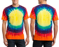 Mens Short Sleeve Rainbow Window Tie Dye Crew Neck Tee T-Shirt Tye Die Size:2XL