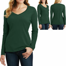 Load image into Gallery viewer, Ladies Plus Size Long Sleeve V-Neck T Shirt Cotton Womens Top Tee XL, 2X, 3X, 4X