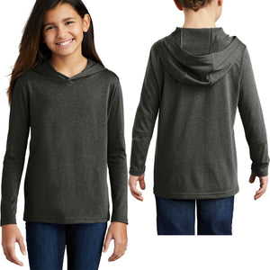 Youth Long Sleeve Hoodie T-Shirt Soft Tri Blend Fabric Boys Girls Kids XS-XL NEW