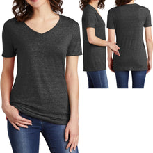 Load image into Gallery viewer, Ladies Plus Size Snow Heather V-Neck T-Shirt Poly/Cotton Womens XL, 2XL, 3XL
