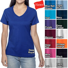 Load image into Gallery viewer, Hanes Ladies V-Neck T-Shirt 100% Cotton Nano Tee Top XS-2XL Womens Tee NEW