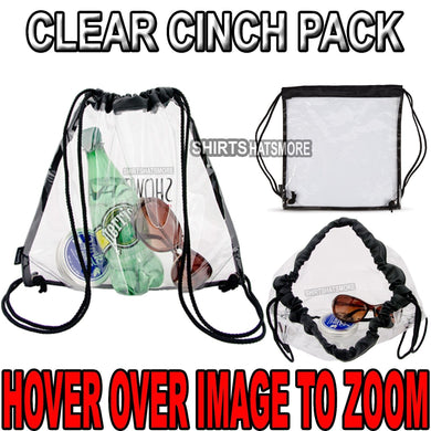 Clear Cinch Pack Backpack Drawstring Bag Football Stadium Event Compliant NEW