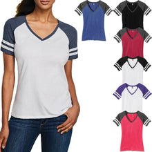 Load image into Gallery viewer, Ladies Plus Size Sleeve Stripe T-Shirt Game Day Womens Tee XL, 2XL, 3XL, 4XL NEW