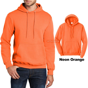 Mens Pullover NEON ORANGE Hoodie Adult Sizes S-4XL Hooded Sweatshirt Hoody NEW