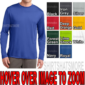 Mens Long Sleeve T-shirt Dry Zone Performance Moisture Wicking Gym XS-2X, 3X, 4X