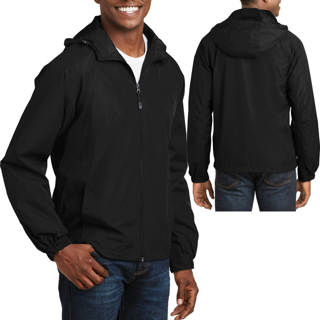 BIG MENS Hooded Zip Front Jacket Pockets Windbreaker Water Resistant XL 2X 3X 4X
