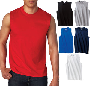 Gildan 100% Cotton Sleeveless Tee Mens Sleeveless MuscleTank Solid Blank Workout