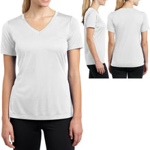 Load image into Gallery viewer, Ladies Moisture Wicking T-Shirt V-Neck Dry Fit Womens Tee Top XS-4XL NEW