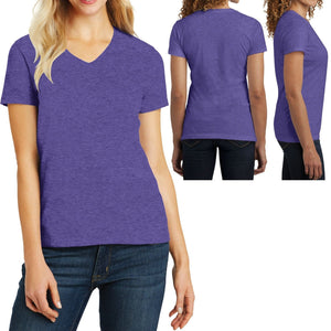 Ladies Plus Size V-Neck T-Shirt Lightweight Womens Top With Heathers XL 2X 3X 4X