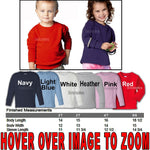 Toddler Long Sleeve T-Shirt Cotton Basic Blank Boys Girls 2T 3T 4T 5/6T NEW!