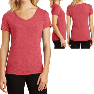 Ladies Plus Size V-Neck T-Shirt Soft Tri Blend Fabric Womens Tee Top XL 2XL 3XL