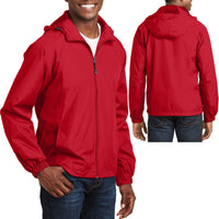 Mens Hooded Full Zip Jacket Windbreaker with Pockets Water Resistant RED 6XL