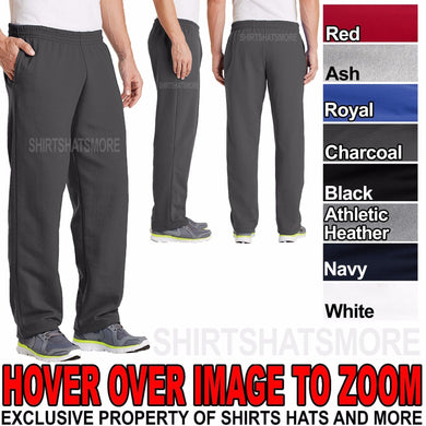 Mens Core Fleece Open Bottom Sweat Pants with Pockets Poly Cotton Blend S M L XL