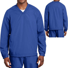 Load image into Gallery viewer, Big Mens Wind Shirt Windbreaker Jacket Lined V-Neck Pockets Pullover XL 2X 3X 4X