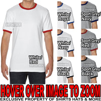 Mens Ringer T-Shirt Two Toned Colors Short Sleeve Plain Tee S, M, L, XL, 2X, 3X