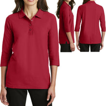 Load image into Gallery viewer, Ladies 3/4 Sleeve Polo Shirt Poly/Cotton Blend Easy Care S-XL 2XL, 3XL, 4XL NEW
