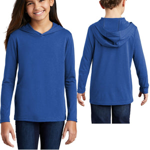 Youth Long Sleeve Hoodie T-Shirt Soft Tri Blend Fabric Boys Girls Kids XS-XL NEW
