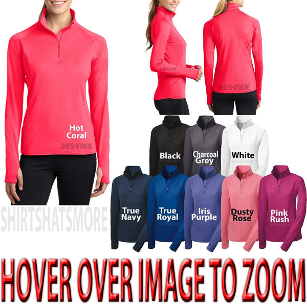 Ladies Dri Fit 1/2 Zip Pullover Stretch Jacket Top Long Sleeve w/ Thumbhole NEW