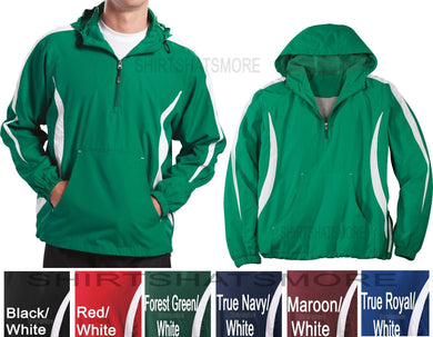 Mens 1/2 Zip Pullover Jacket with Hood Colorblock Windbreaker Wind Shirt XS-6XL