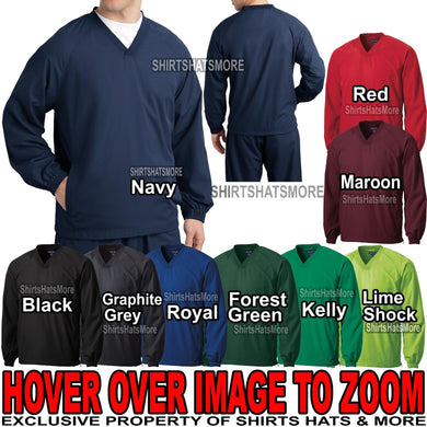 Mens Wind Shirt Jacket Windbreaker Lined V-Neck Pockets XS-2XL 3XL, 4XL, 5XL 6XL
