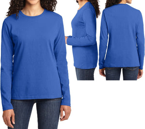 Ladies Long Sleeve T-Shirt Preshrunk 100% Cotton Womens Tee XS-XL, 2XL, 3XL, 4XL