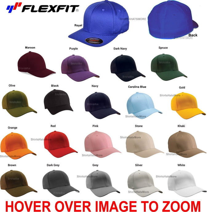 Flexfit Baseball Hat 6277 Structured Twill FITTED Sport Cap Wooly Size S/M L/XL
