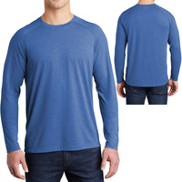 Mens Long Sleeve Tri Blend T-Shirt Moisture Wicking Tee XS-XL 2XL, 3XL, 4XL NEW