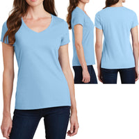 Plus Size Ladies V-Neck T-Shirt Soft Ring Spun Cotton Womens Tee Top XL 2X 3X 4X