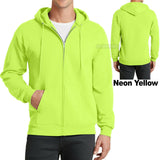 Mens Full Zip Hooded Sweatshirt NEON YELLOW Hoodie Hoody Sizes S-4XL Cotton/Poly