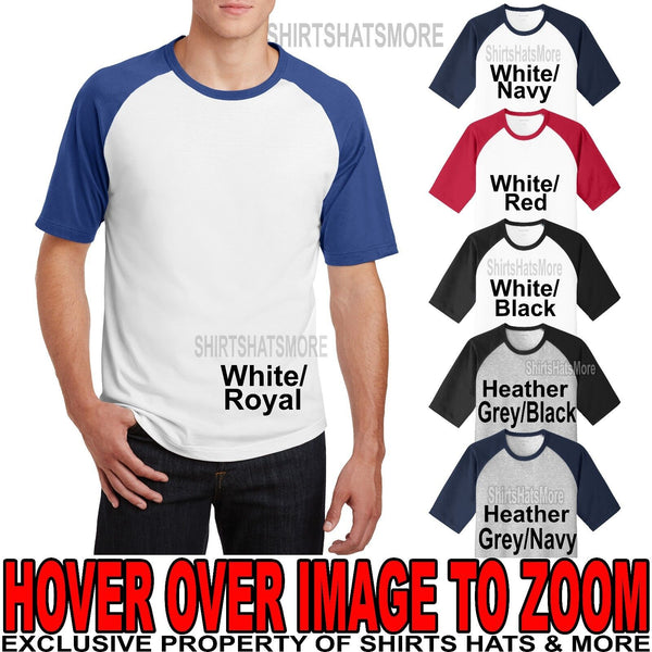 Mens SHORT SLEEVE Baseball Colorblock T-Shirt Raglan Jersey XS-XL 2XL, 3XL, 4XL