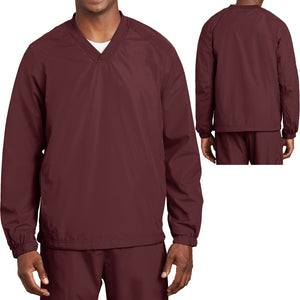 BIG MENS Lined V-Neck Pocket Wind Shirt Jacket Golf Baseball XL, 2X, 3X, 4X NEW