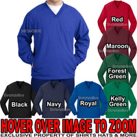 Sport-Tek Mens S-4XL 5XL Lined V-Neck Golf Baseball Pocket Wind Shirt Jacket NEW