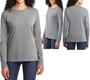 Ladies Long Sleeve T-Shirt Preshrunk 100% Cotton Womens Tee XS-XL, 2XL, 3XL, 4XL