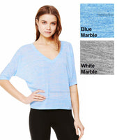 Bella Ladies V-Neck T-Shirt Dolman MARBLE Flowing Half Sleeve Blouse Top S-2XL