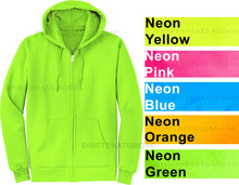 Load image into Gallery viewer, Mens Full Zip Hooded Sweatshirt NEON Hoodie Hoody Sizes S-4XL Cotton/Poly NEW