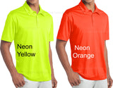 Mens NEON Polo Sport Shirt Moisture Wicking Golf XS S M L XL 2XL 3XL 4XL NEW