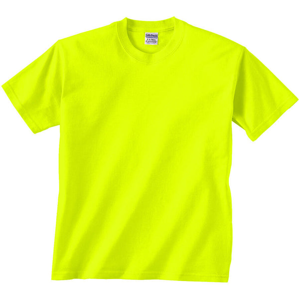 Mens T-Shirt Safety Green Orange Yellow Cotton Blend High Vis ANSI S-5XL Gildan
