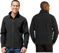 Mens BLACK Soft Shell Jacket Wind and Water Resistant S-6X Micro Fleece Lining
