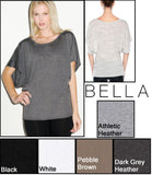 Bella + Canvas Ladies Dolman T-Shirt Flowy Draped Sleeve Soft Sizes S-2XL NEW